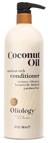 Oliology Nutrient Rich Coconut Oil Conditioner - Restores Vibrancy & Softens Hair Repairs Damaged Dry Weak Hair Intensely Hydrates Botanically Infused Paraben Free (32 fl oz)
