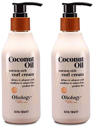 Oliology Coconut Oil Curl Cream - Defines & Enhances Curls & Waves Botanically Infused Conditions &Reduces Frizz & Paraben Free (8.5oz/2 Pack)