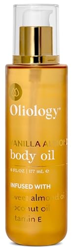 Oliology Vanilla Almond Body Oil – Hydrating Blend with Sweet Almond Oil, Coconut Oil & Vitamin E Softens, Nourishes & Enhances Skin’s Radiance, 6 Fl Oz